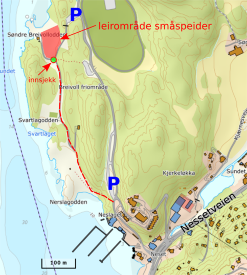 Kart over leirområdet på Breivoll Kart over leirområdet på Breivoll